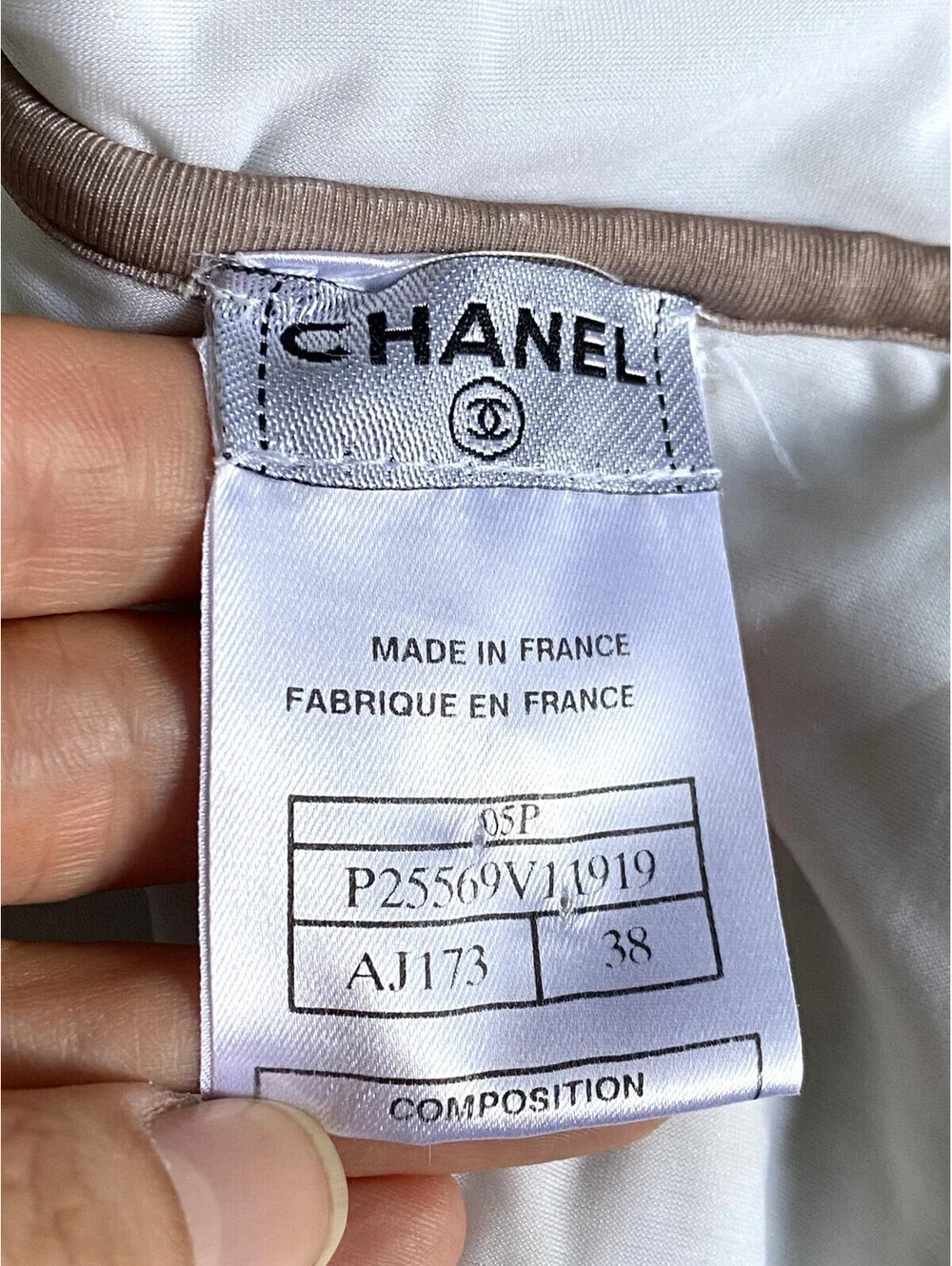 Vintage CHANEL 2005 FR-38 Sequin Tank Top Brown Beige CC Logo 05P Small